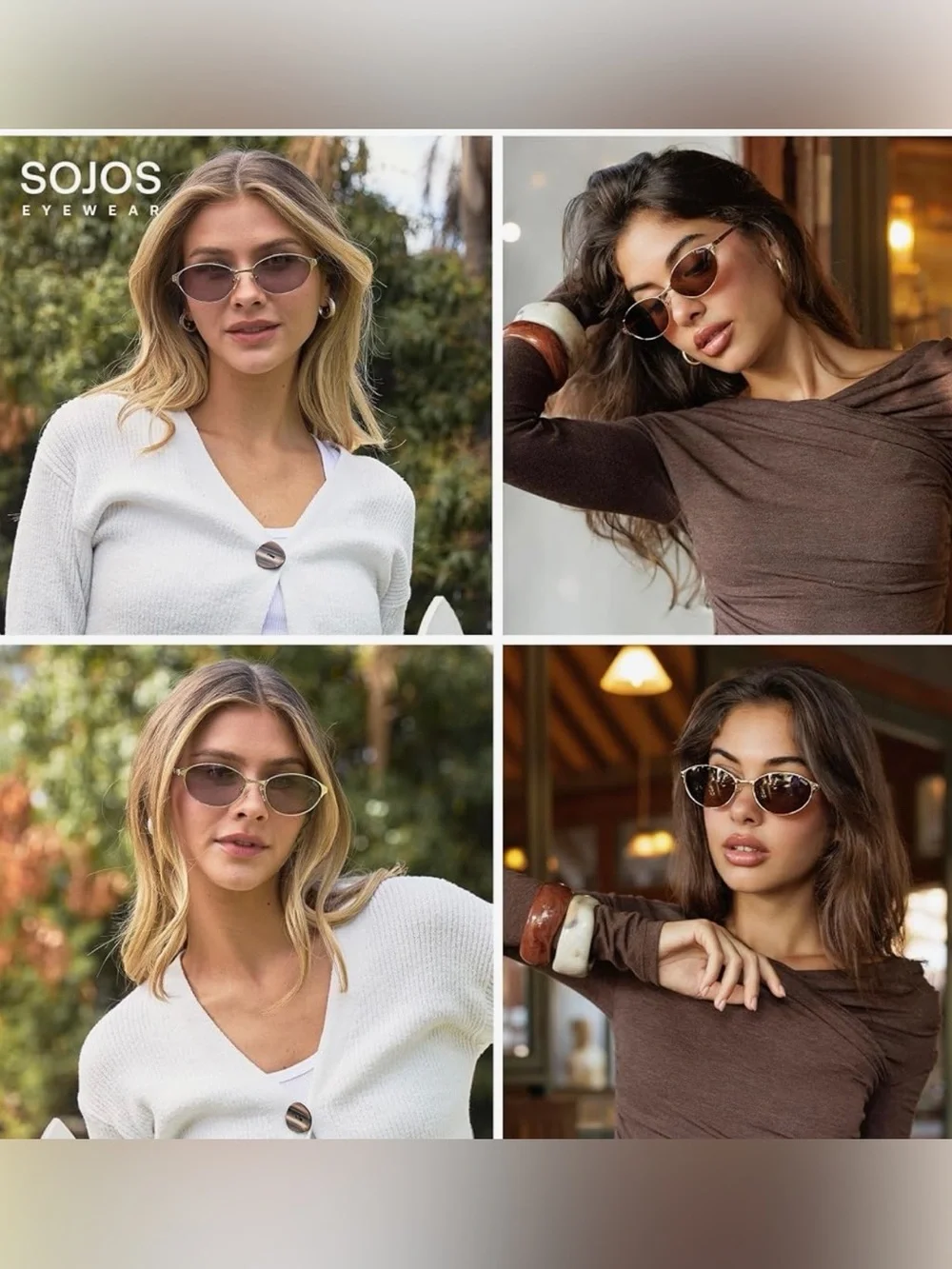 SOJOS Gold Frame Brown Lens Cat-Eye Sunglasses - Women